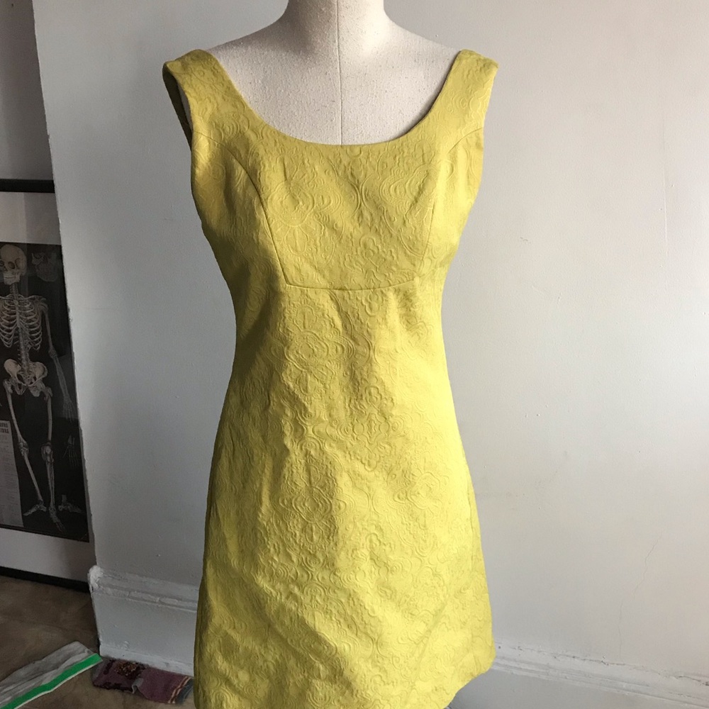ANTHROPOLOGIE chartreuse 60’s style dress